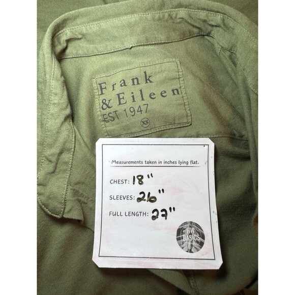 FRANK & EILEEN Olive Green  Barry Lab Button Up Shirt SIZE XS  Soft Cotton - Picture 10 of 10